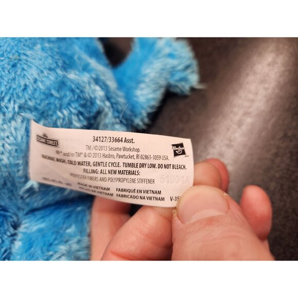 Sesame Street Cookie Monster Plush Toy By Hasbro 2013 Blue Fuzzy  10" Tall - Picture 6 of 7